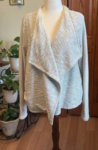 Suéter envolvente tejido metálico frente abierto cascada beige Lucky Brand para mujer XL - Imagen 1 de 13