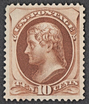 US Sc# 161 *MINT NO GUM { -VF- 10c BROWN JEFFERSON } BANKNOTE OF 1873 CV$ 350.00 - Image 1 of 4
