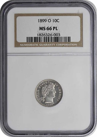 1899-O Barber Silver Dime MS66 PL NGC Cover
