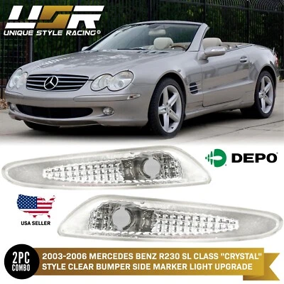 Clear Bumper Side Marker Lights For 2003-2006 Mercedes Benz R230 SL Class AMG Foto 1 de 4