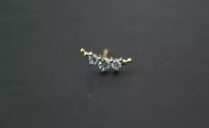 Diamond Minimalist Moon Piercing 14k Solid Gold Nose Ear Piercing Moon Jewelry