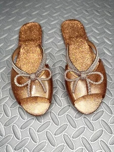 Melissa Ela flache Damen-Sandale Schleife Chrom Glitzer Slide Riemen Melflex PVC Größe 8 - Bild 1 von 10