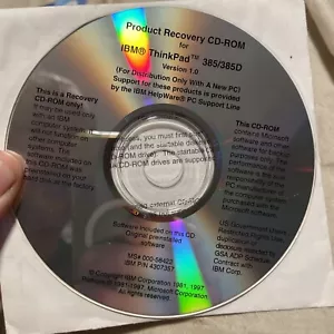 Product Recovery CD-ROM for IBM ThinkPad Series 385 / 385D 1.0 Rare - Picture 1 of 4