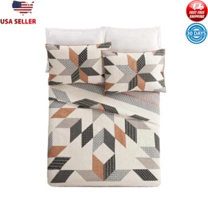 Cotton Quilt Full Queen Machine Washable Geometric Machine Washable Bedding Hot - Picture 1 of 12