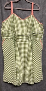 New size 5X Unique Vintage dress green gingham sundress sleeveless 26 - Picture 1 of 8