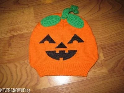 TAN ADORABLE CALABAZA HALLOWEEN~JACK-O-LANTERN~SOMBRERO DE PUNTO~GORRA~BEBÉ~0-6 M~6-12 Foto 1 de 3