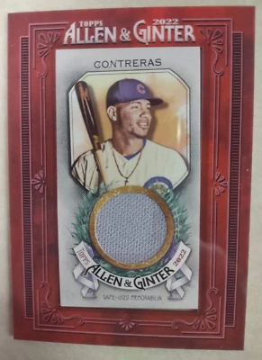 2022 Topps Allen & Ginter WILLSON CONTRERAS Cubs GREY JERSEY Swatch! FREE S&H! - Image 1 of 2