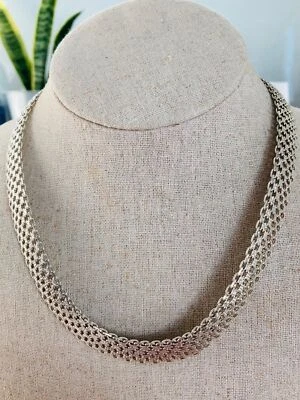 Collar de eslabones de malla de plata esterlina 925 Italia vintage súper pesado 18" Foto 1 de 4