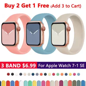 iWatch Silicone Solo Loop Band Strap for Apple Watch Series 9 8 7 6 SE 5 42/45mm - Picture 1 of 32