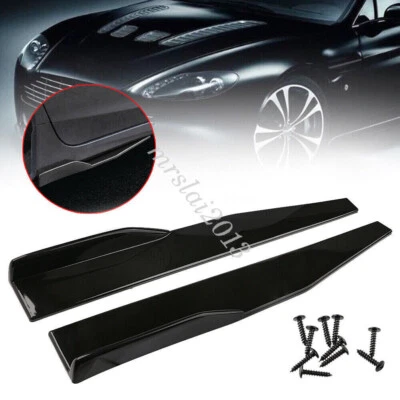 1 Pair 74.5cm Black Side Skirt Rocker Splitters Winglet Diffuser Universal Fit - Image 1 of 4
