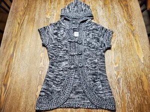 2-Hip by Wrapper Girls Hooded Sweater Vest Button Front Vest Size 6X Black EUC! - Picture 1 of 13