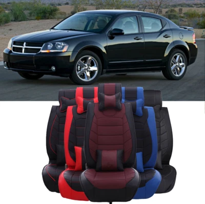 For Dodge Avenger PU Leather Front & Rear Car Seat Covers 2/5-Seats Cushion - Image 1 of 4