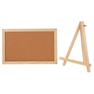 Wooden Frame Note Board Framed Cork with Stand Office Memo Wall Display Boards - Picture 1 of 12