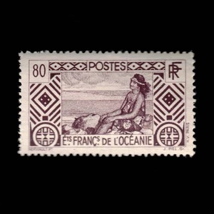 French Polynesia, Scott 101, Tahitian Girl, 1934-1940, MH, 110071 - Picture 1 of 2
