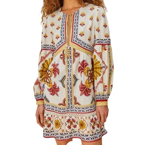 Farm Rio Minikleid neu mit Etikett, Off-White Marys Fliesen, Fliesenmuster Gr. L passt 10, 12 - Bild 1 von 12