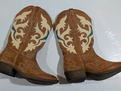 Botas vaqueras Matisse para mujer estampadas punta corta turquesa marfil 7 usadas en excelente estado Foto 1 de 4