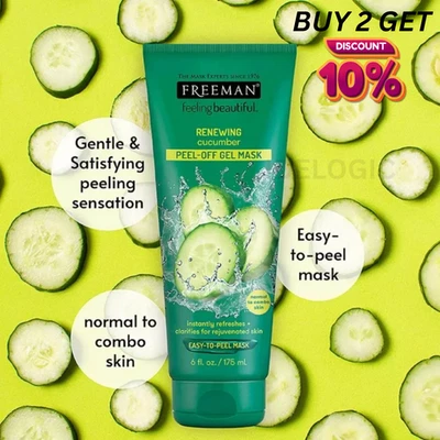 FREEMAN Renewing Cucumber Peel-Off Gel Mask Refreshes Clarifies (2 x 175ml) - Image 1 of 4