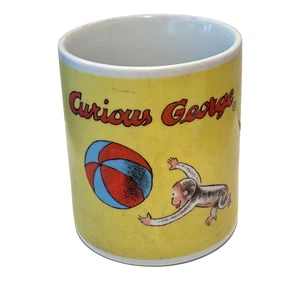 Vintage Curious George Mug 1997 Santa Barbara Ceramic Yellow Beach Ball 90s CHIP - Picture 1 of 6