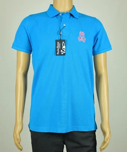 Psycho Bunny Uomo Blu Turchese Manica Corta Polo 4 (S) 6 (L) - Picture 1 of 3