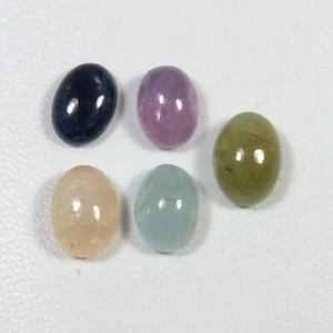 Natural Mix Sapphire Gems 11-12mm 28cts Sapphire Oval Cabochon 6Pcs Lot SP-80 - Picture 1 of 9