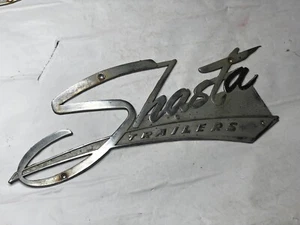 Vintage Shasta Trailers Metal Camper Travel Trailer Badge Side Emblem Logo 14.5” - Picture 1 of 4