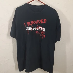 I Survived Scream-A-Geddon Adult Mens 2XL Black T Shirt - Picture 1 of 6
