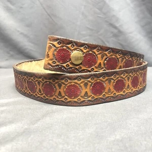 Leather Belt Mens 42 Fits 39-45 Western Country Cowboy Hand Tooled Embossed USA - Picture 1 of 7
