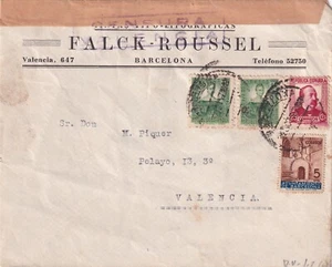SCW 1937 censored cover from Barcelona to Valencia with local stamp (146) - Picture 1 of 2