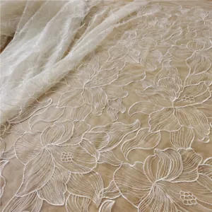 Lilie Blumen Abend Tanzend Kleid Kostüm Rand Bestickt Hochzeit Spitze Stoff 1M - Bild 1 von 8