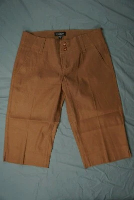 Женские длинные шорты BEBE из льняной смеси. Коричневый, размер 0. Б/у в отличном состоянии!! - Изображение 1 из 4