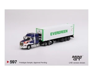 1:64 Mini GT 597 = Western Star 49X SEMI w/EVERGREEN 40′ Reefer Container *NIB* - Picture 1 of 5