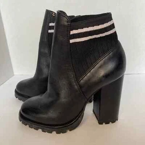 Schutz schwarze klobige Ledersockenstiefel Größe 6B - Bild 1 von 8