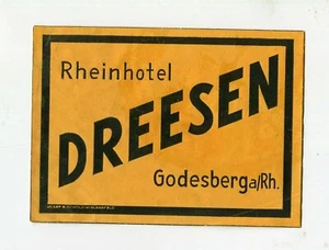 Vintage Hotel Gepäckaufkleber RHEINHOTEL DREESEN Godesberg am Rhein Germany - Bild 1 von 2