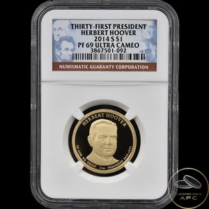 2014 S Herbert Hoover Presidential Dollar 31st President NGC PF69 Ultra Cameo - Picture 1 of 2