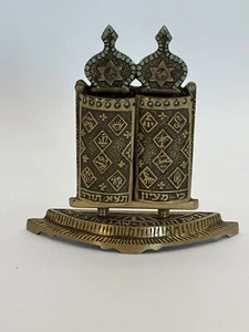 10 Commandments Hebrew Brass Plaque Shalom Jewish - Picture 1 of 5