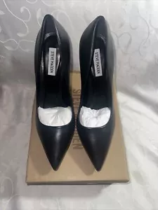 POMPE A STILETTO IN PELLE NERA STEVE MADDEN VALA TAGLIA 12 MED NUOVE - Foto 1 di 22