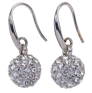 Crystals From Swarovski Lucky Ball Earrings Rhodium Plated Authentic 7152s - Picture 1 of 9