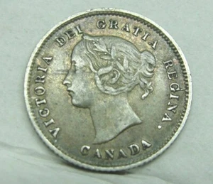 1874 H Canada Silver 5 Cent "CROSSLET 4" Better Grade - Picture 1 of 2