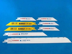 LOT OF EIGHT ASSORTED RECIPROCATING SAW BLADES LENOX  DEWALT - Picture 1 of 2