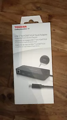 Toshiba USB-C to HDMI / VGA travel adapter USB 3.0 LAN power delivery charging - Image 1 of 2