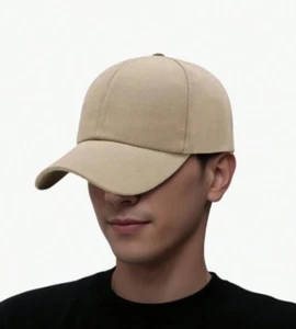Beige Khaki Baseball Cap Men Women Plain Solid Hat Flexible Fit Plain Ball Caps - Picture 1 of 2