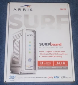 ARRIS SURFboard DOCSIS 3.0 Cable Modem - 1.4 Gbps - 32x8 - SB6190 - Picture 1 of 3