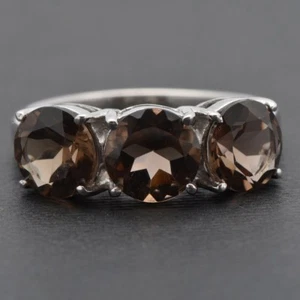 Natural Multi Gemstone 925 Sterling Silver Three-stone Ring Jewelry - Picture 1 of 16