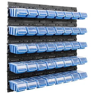 40 cajas apilables estante de pared 80x80 cm Kunsttoff tapa transparente cajas de almacenamiento visibles azul - Imagen 1 de 11