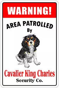 *Alluminio* Area di Avvertimento Pattugliata dal Cavalier King Charles Insegna Metallo 8"X12" - Foto 1 di 2