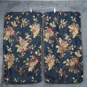 Croscill Calice King Pillow Shams 2 Pc Set Blue Gold Hints of Red Floral 35"x19" - Picture 1 of 24