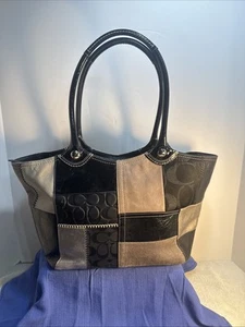Coach Bleeker Tasche Handtasche schwarz und grau Patchwork - Bild 1 von 13