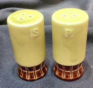 Vintage Yellowish Green Salt & Pepper Shakers 4” Tall - Picture 1 of 7