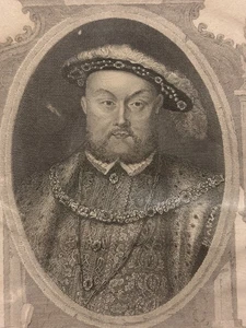 Antique 1804 Henry VIII Matted Print from Holbein Portrait, Historic Decor Gifts - Picture 1 of 15