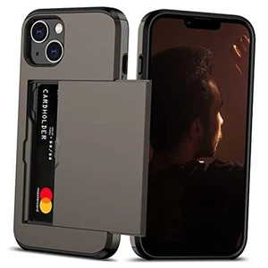 for iPhone 13 Case with Card Holder Heavy Duty Protective Dual Layer - Picture 1 of 7